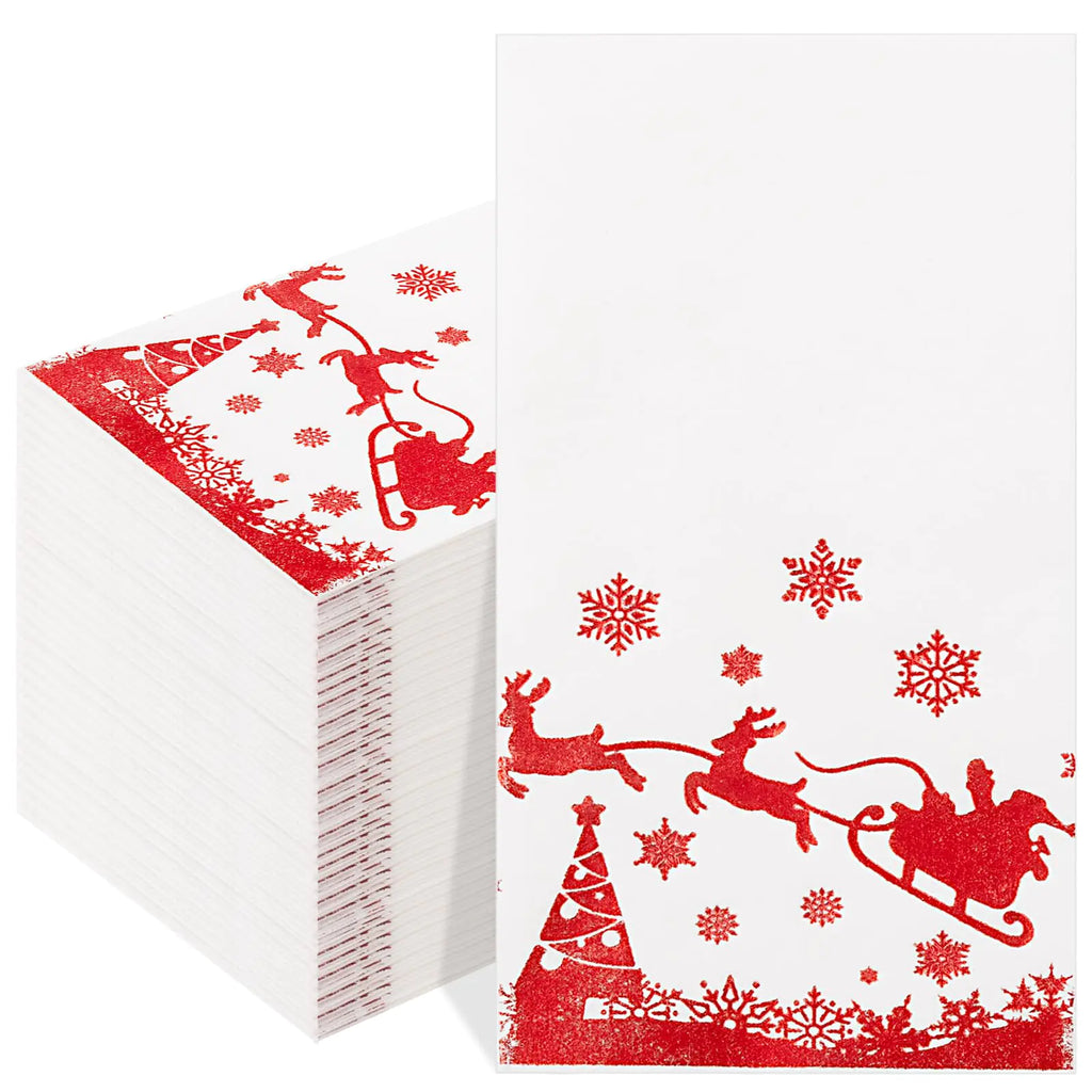 100pcs Red Elk Christmas Paper Napkins