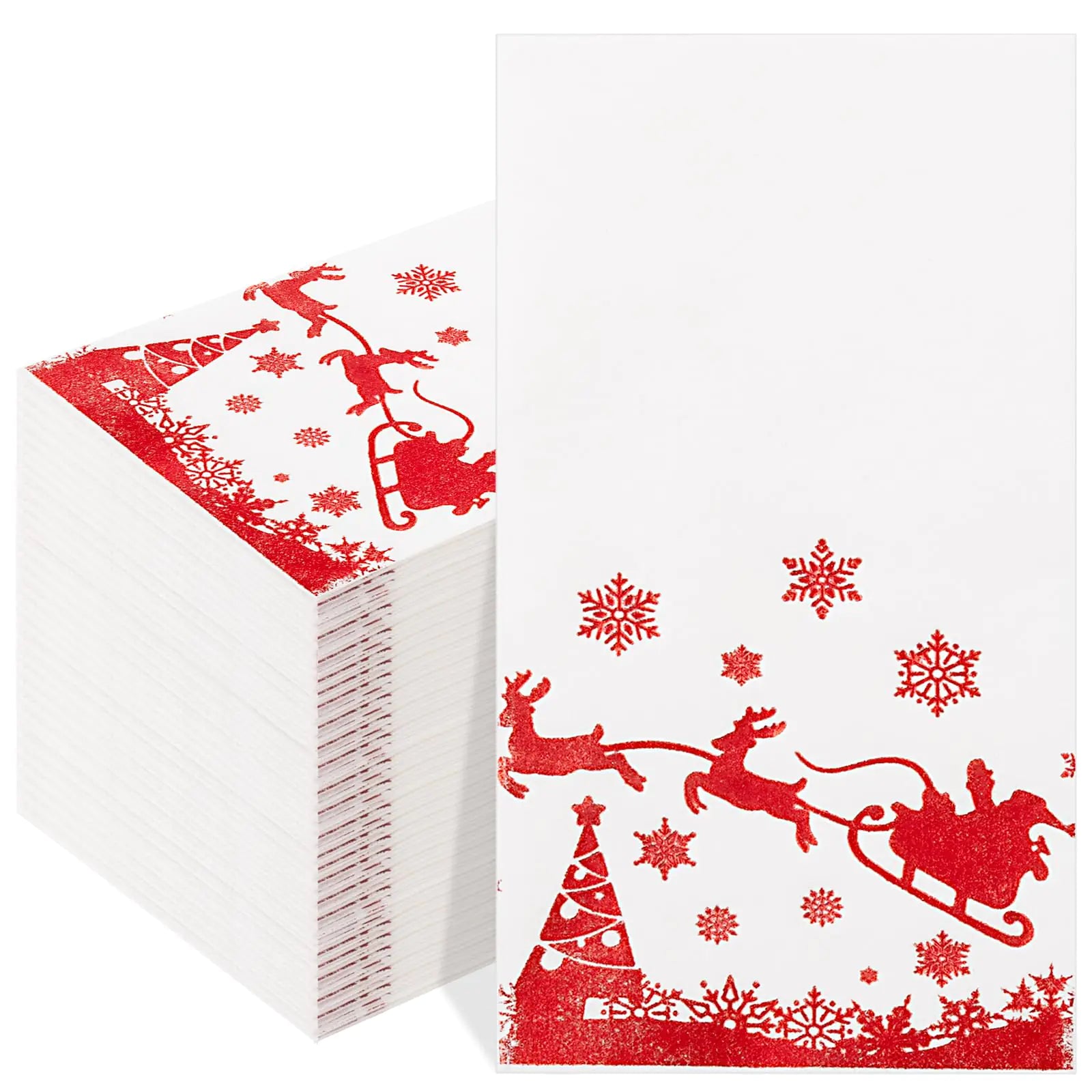 100pcs Red Elk Christmas Paper Napkins