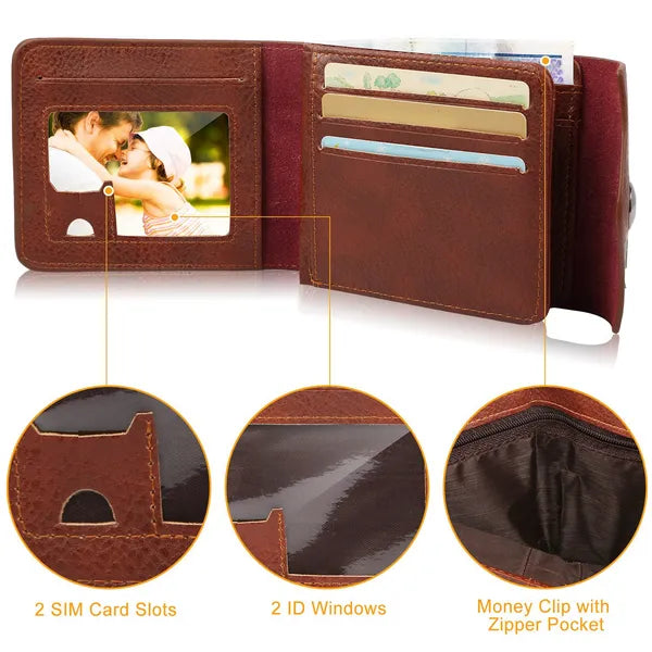 Men's Wallet PU Leather Bifold Purse Slim RFID Blocking Card Holder Cases W/ 2 ID Window Coin Pocket