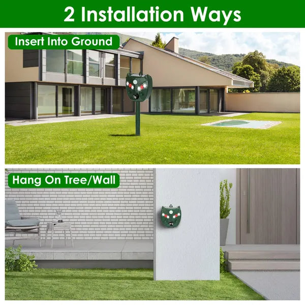 Ultrasonic Solar Animal Repeller Outdoor Mole Snake Squirrel Mouse Chaser Waterproof Bird Deer Dog Cat Deterrent With 5 Gears For Farm Garden Yard