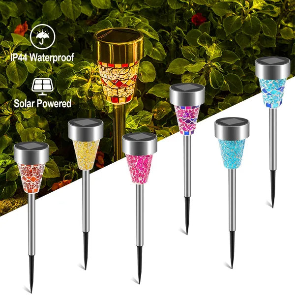 6Packs Solar Garden Lights Outdoor Solar Pathway Lights IP44 Water-resistant Landscape Lights 8Hrs Lawn Lamps For Yard Driveway Walkway