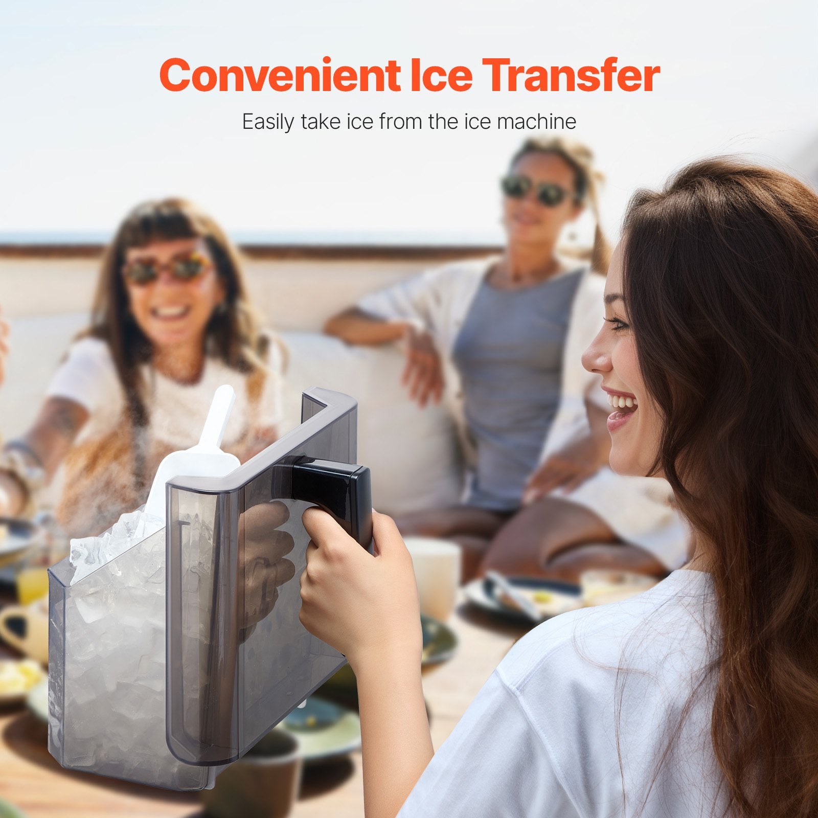 Portable Countertop Ice Maker 50Lbs 24H Self-Cleaning With 3 Sizes Ice Cube