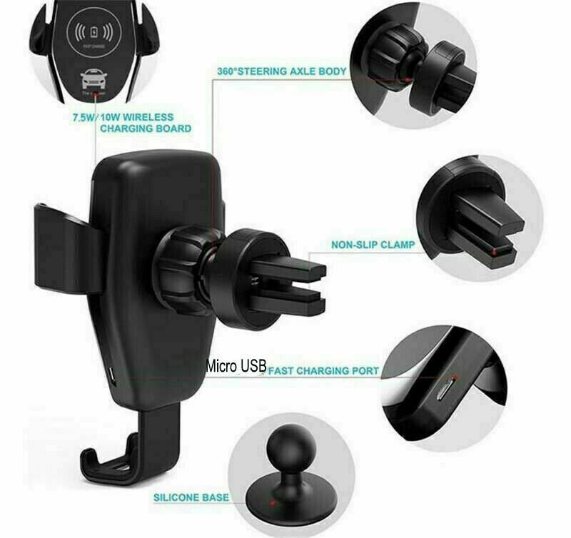 10W Qi Wireless Fast Car Charger – Automatic Clamping Phone Mount Holder