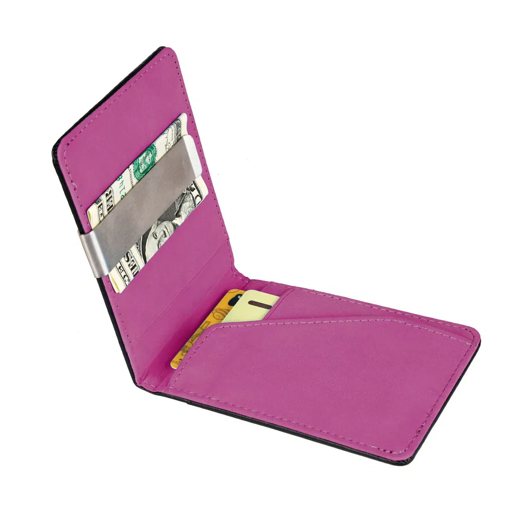 Unisex PU Leather Wallet RFID Blocking Slim Bifold Credit Card Holder With Money Clip