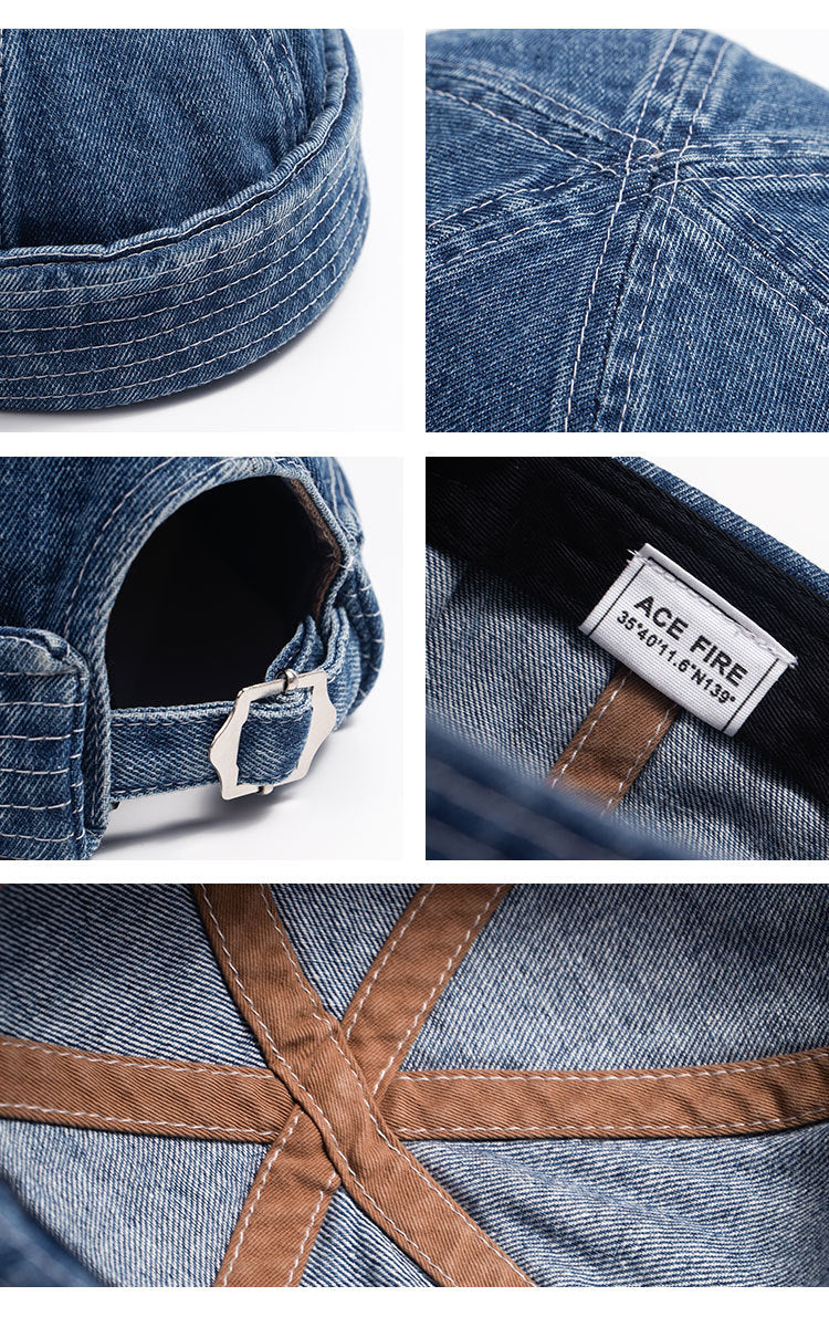 Japanese Washed Denim Skullcap Retro Street Hip Hop