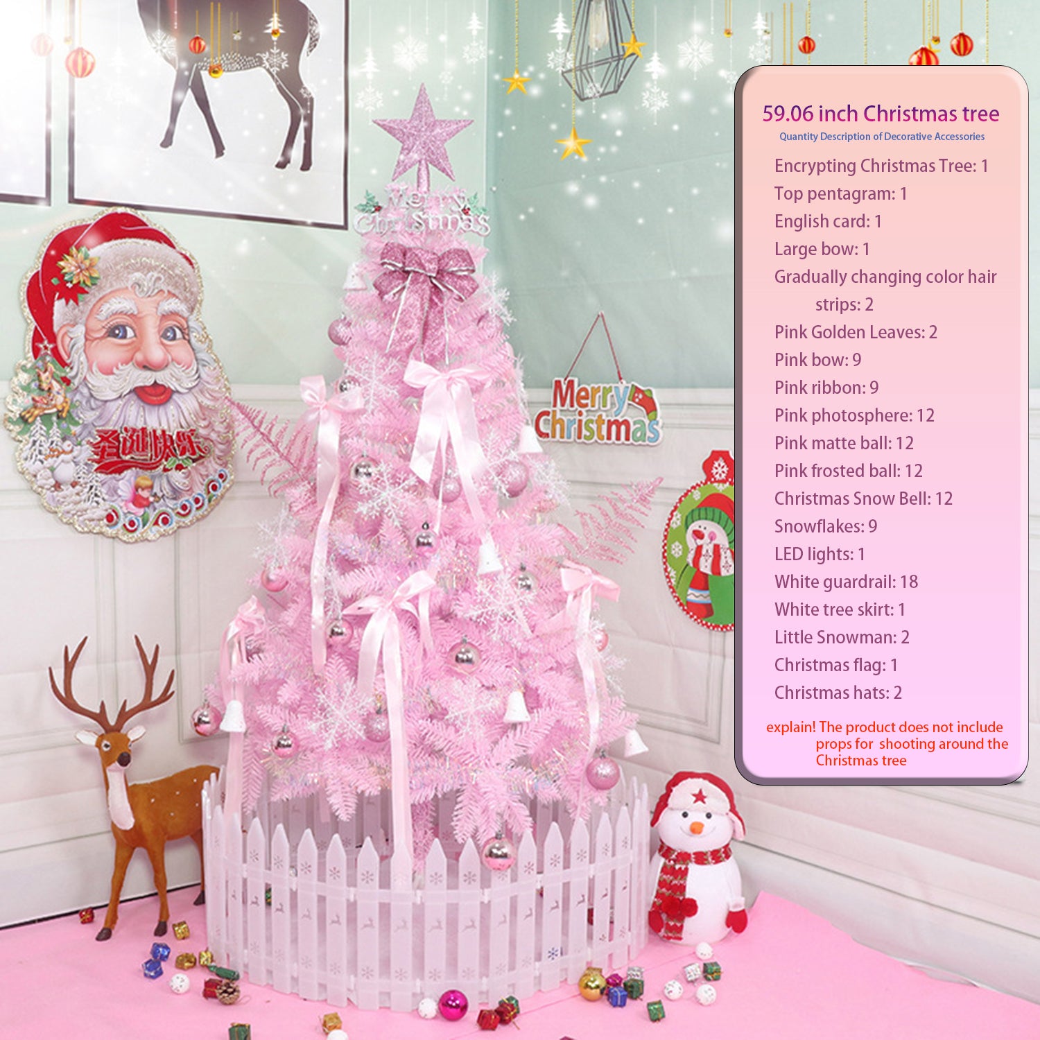 5FT Pink Christmas Tree – Elegant & Space-Saving Holiday Decor