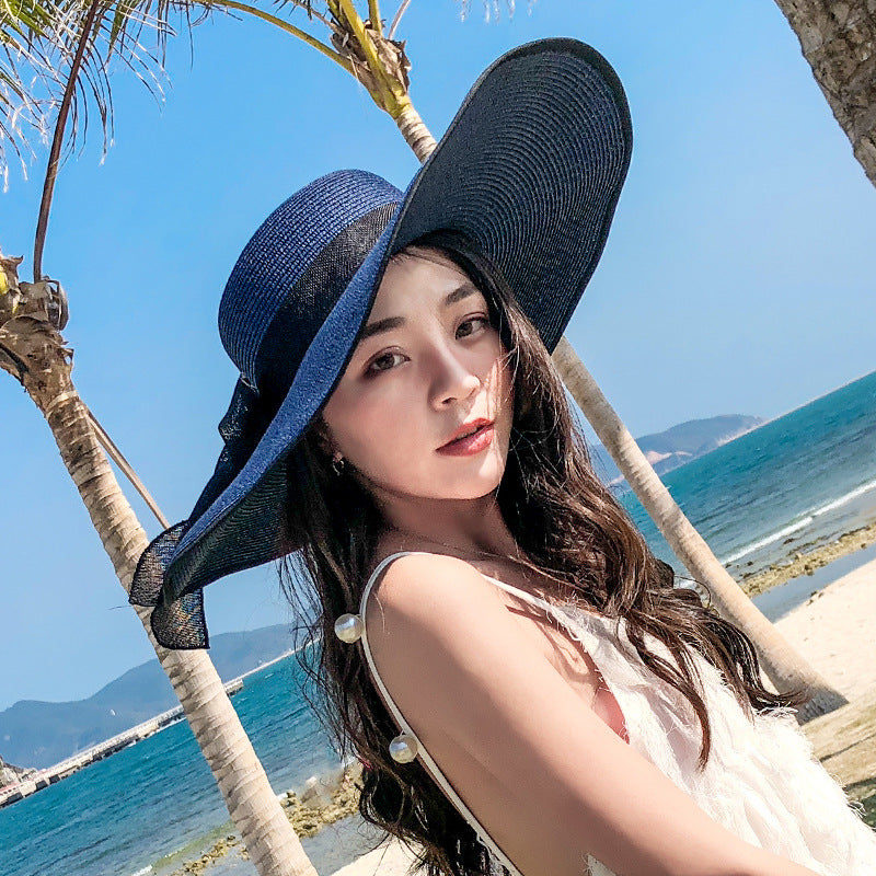 Women's Seaside Summer Vacation Foldable Sun Hat With Wide Brim