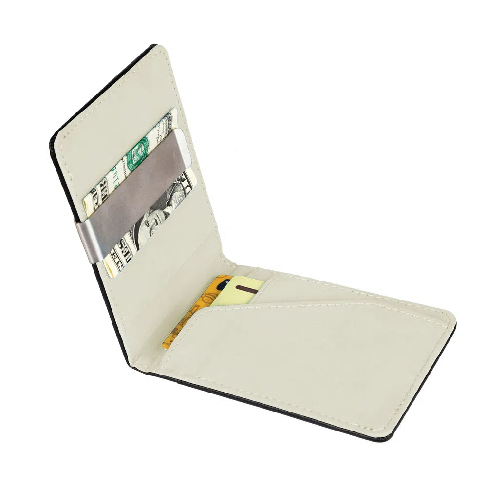 Unisex PU Leather Wallet RFID Blocking Slim Bifold Credit Card Holder With Money Clip