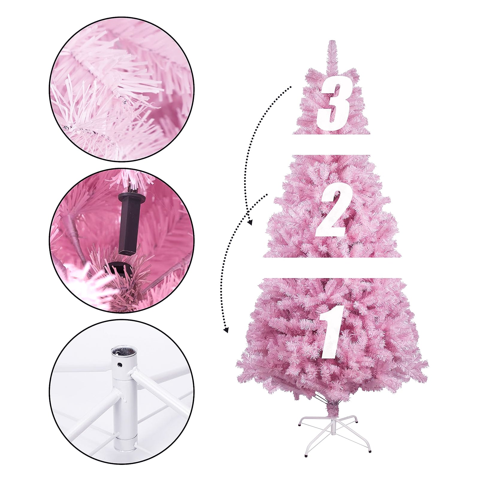 5FT Pink Christmas Tree – Elegant & Space-Saving Holiday Decor