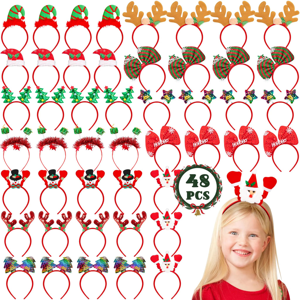 48-Pack Festive Christmas Headbands