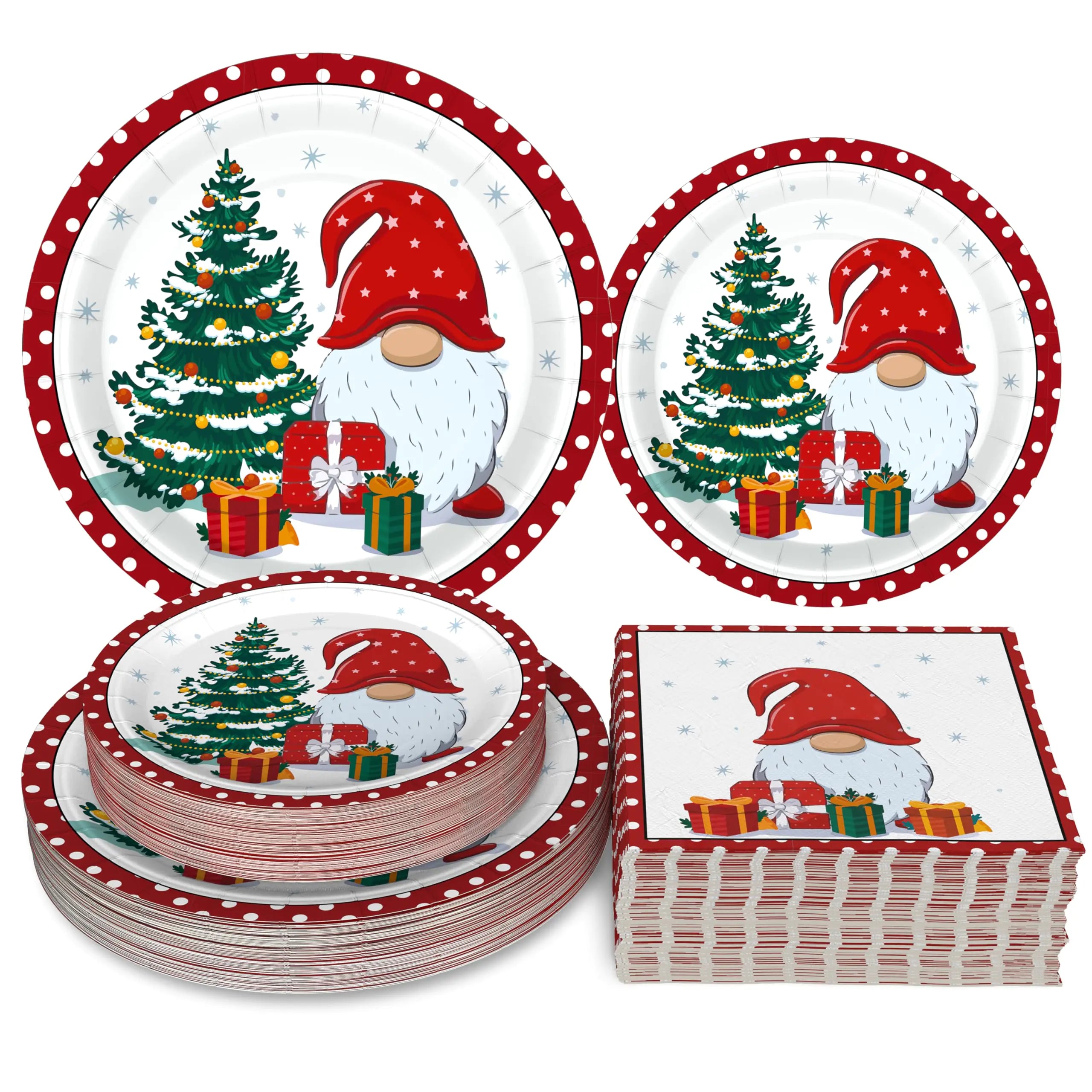 Festive Gnome 200pc Christmas Dinner Set
