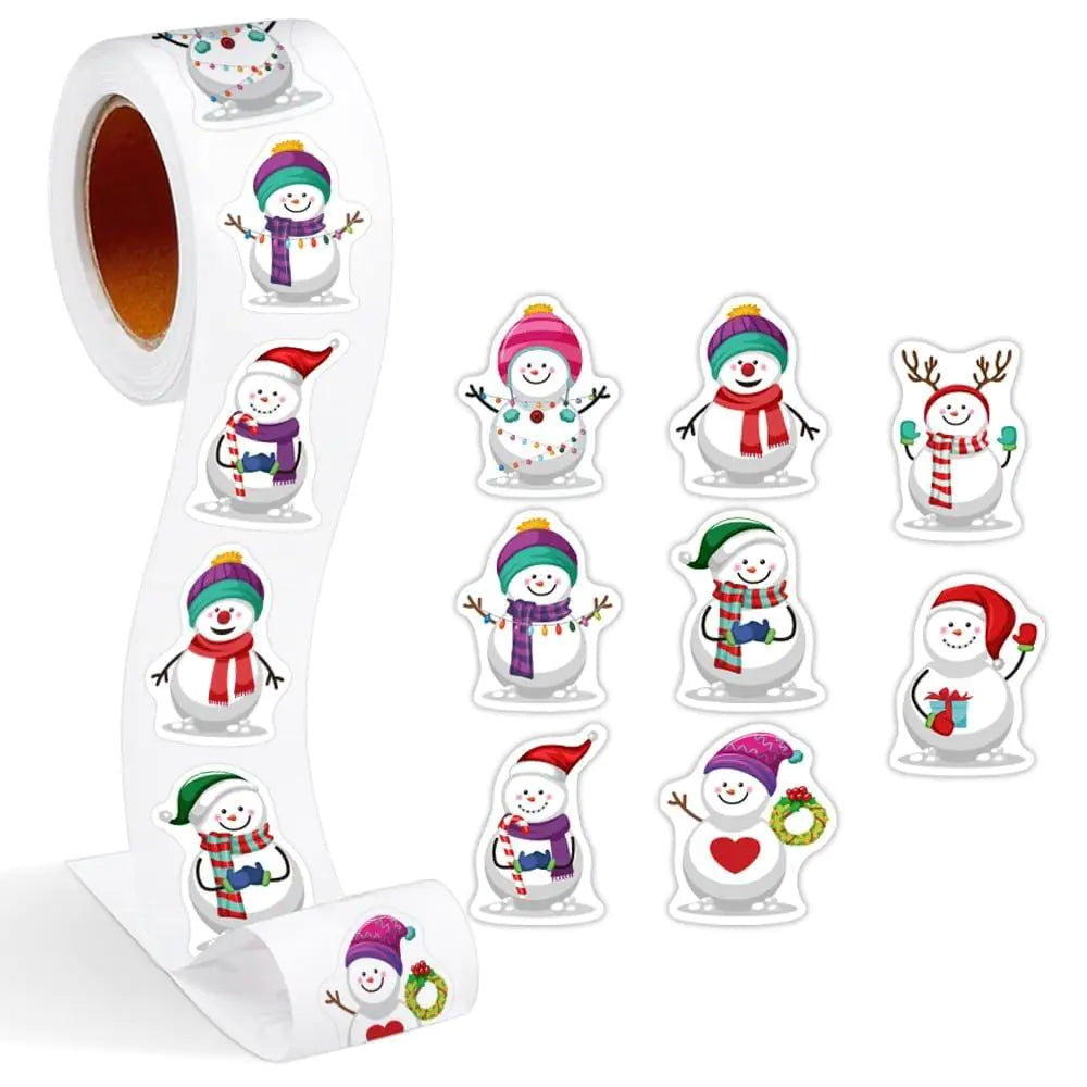 Festive Snowman Gift Tag Stickers 500 PCS