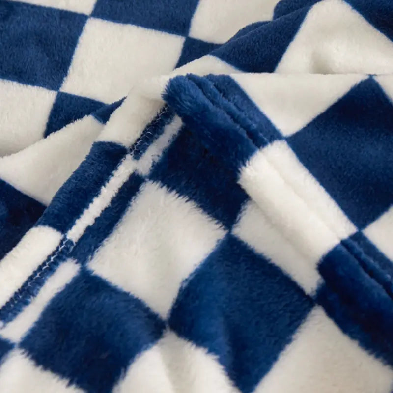 Elegant Blue Plaid Flannel Comforter