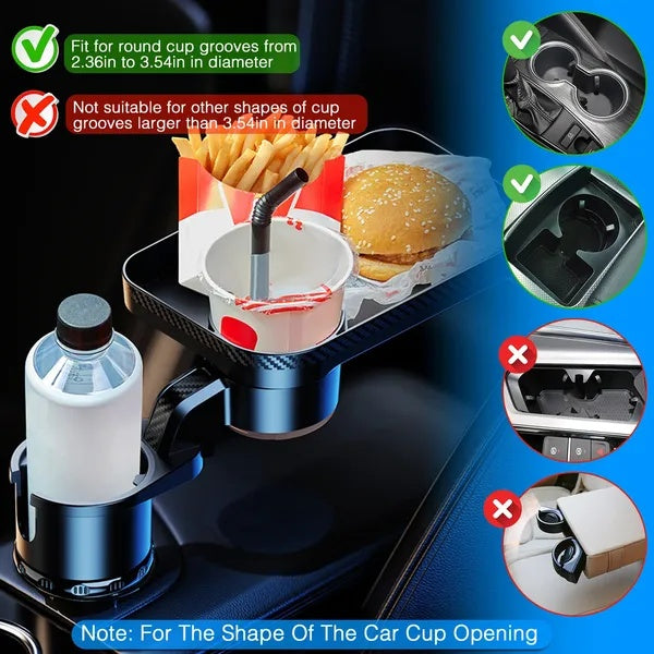 Car Cup Holder Tray 360° Rotating Car Bottle Holder Expander Adapter