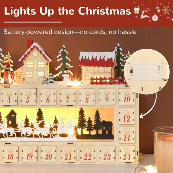 Christmas Advent Calendar – Wooden LED Light-Up Village
