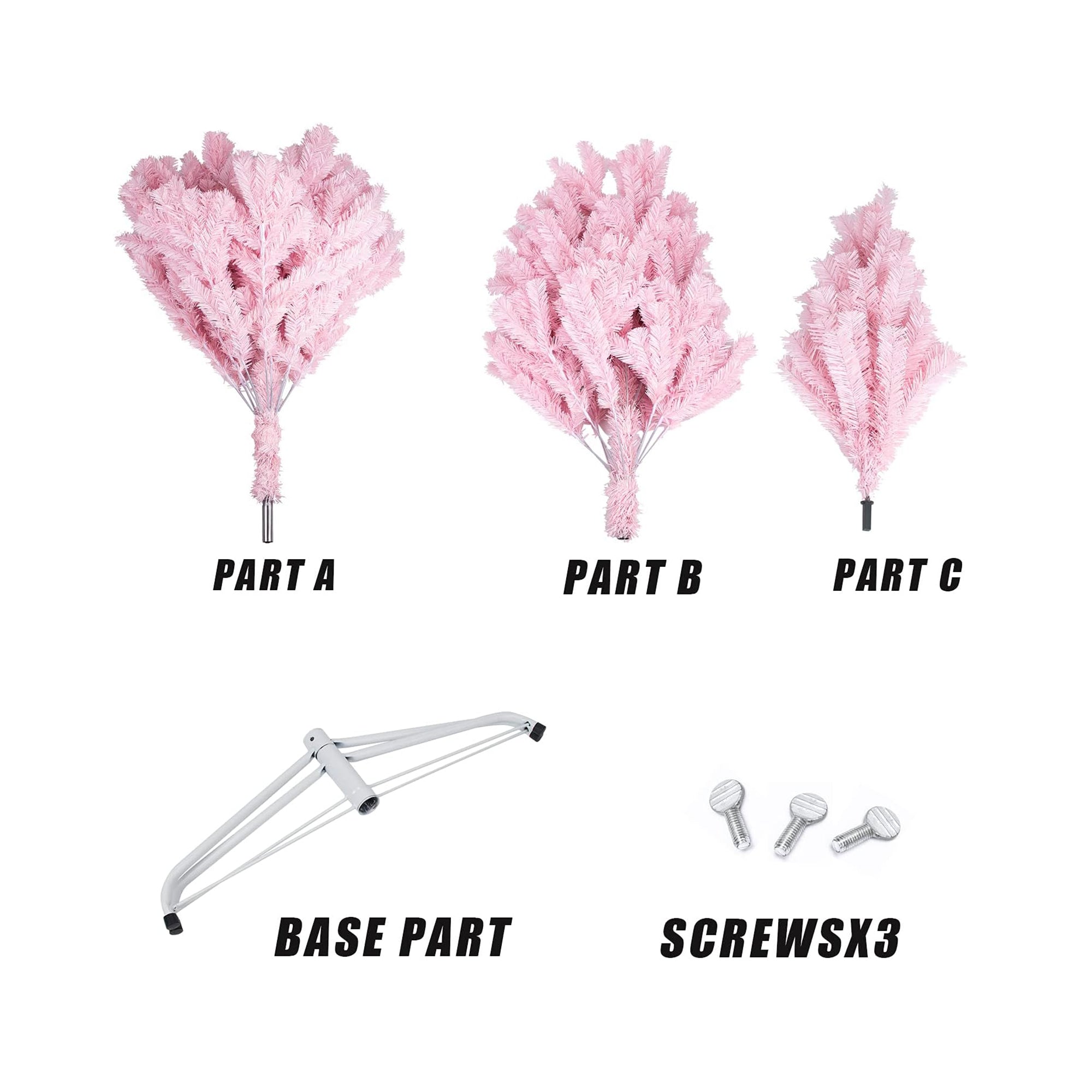 5FT Pink Christmas Tree – Elegant & Space-Saving Holiday Decor