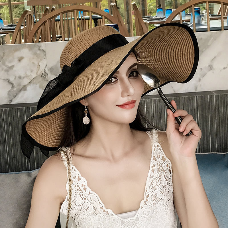 Women's Seaside Summer Vacation Foldable Sun Hat With Wide Brim