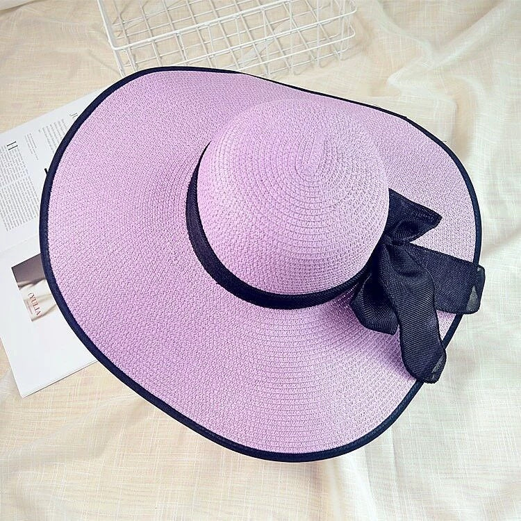 Women's Seaside Summer Vacation Foldable Sun Hat With Wide Brim