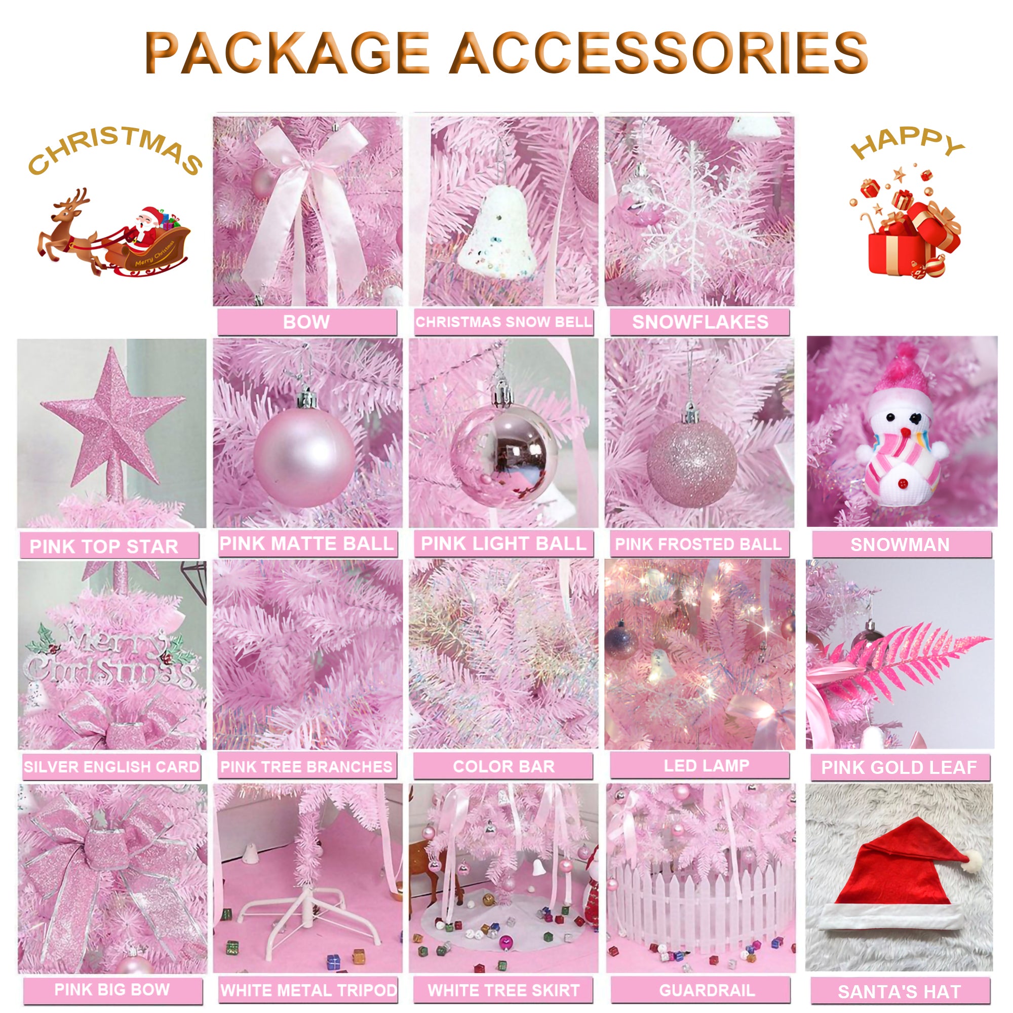 5FT Pink Christmas Tree – Elegant & Space-Saving Holiday Decor