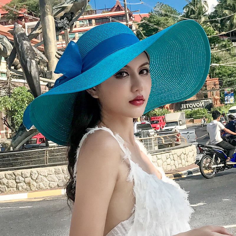 Women's Seaside Summer Vacation Foldable Sun Hat With Wide Brim