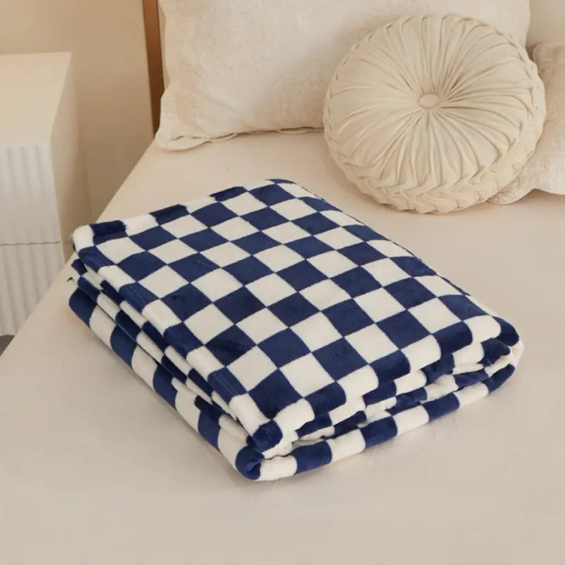 Elegant Blue Plaid Flannel Comforter