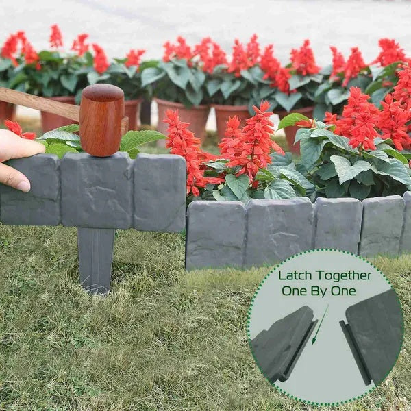 20 Pieces Of Pebble Effect Plastic Garden Lawn Edge Decorative Strip