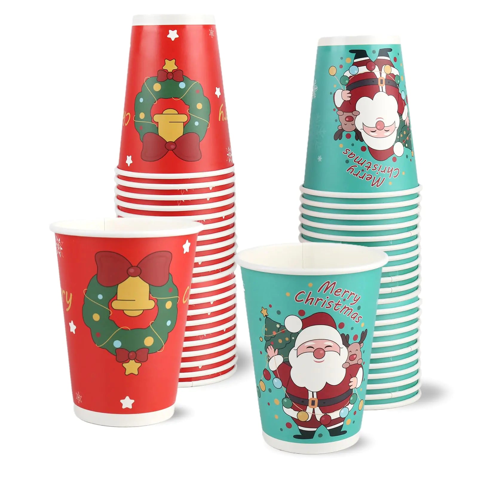 Festive Cheer Christmas Cups - 42ct 12oz Holiday Coffee Cups
